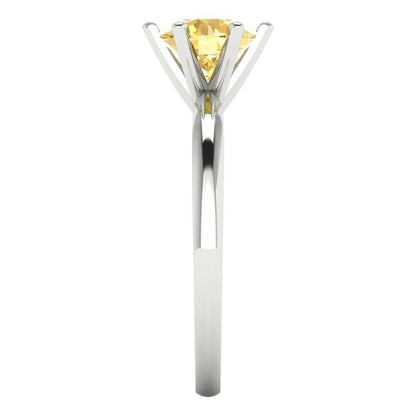 1 cttw Zirconia Simulated Yellow Diamond Solitaire  Engagement Ring - Solid Gold (VVS1, Round Cut,6.5mm)