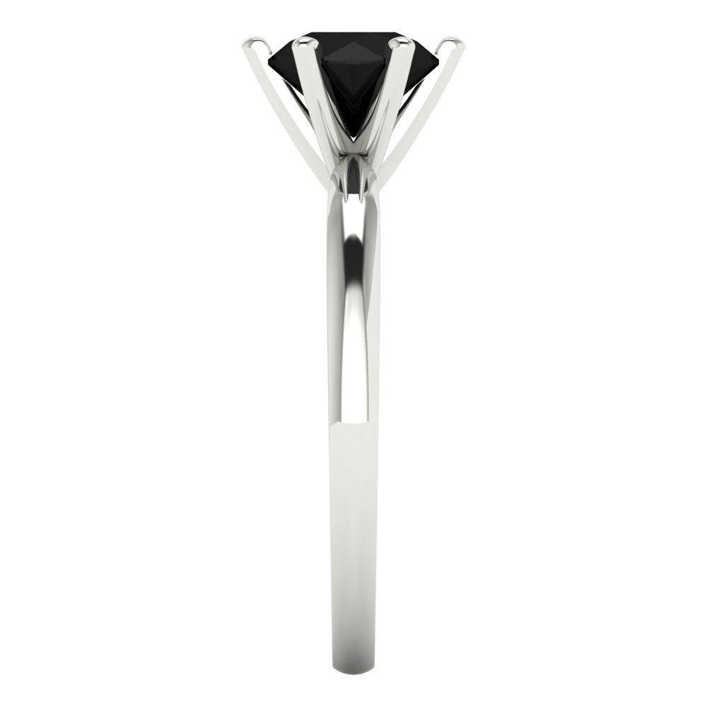 1 cttw Natural Onyx Solitaire  Engagement Ring - Solid Gold (Round Cut,6.5mm)