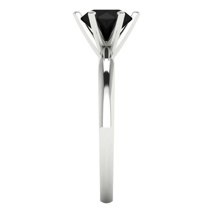 1 cttw Natural Onyx Solitaire  Engagement Ring - Solid Gold (Round Cut,6.5mm)