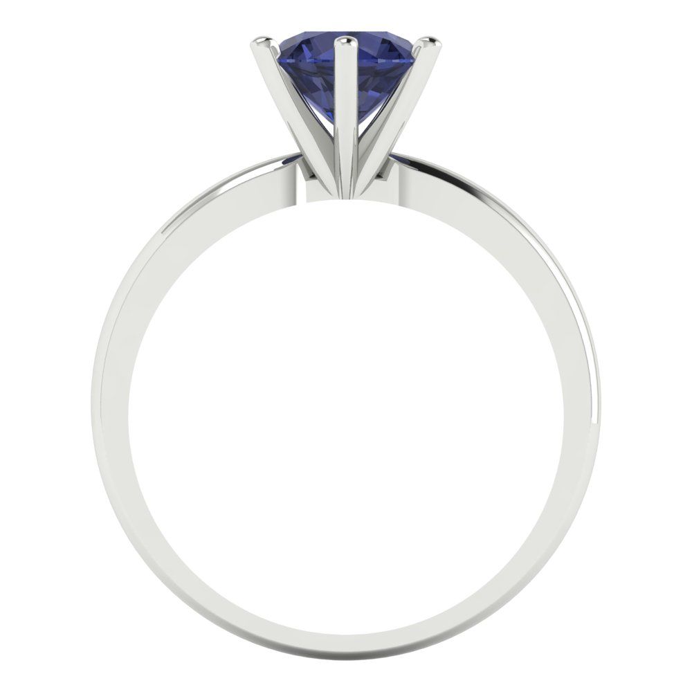 1 cttw Simulated Blue Sapphire Solitaire  Engagement Ring - Solid Gold (Round Cut,6.5mm)