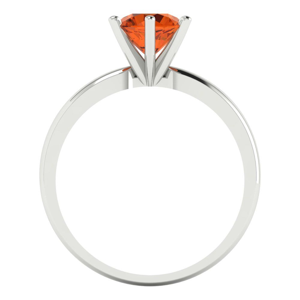 1 cttw Simulated Ruby Solitaire  Engagement Ring - Solid White Gold (VVS1, Round Cut,6.5mm)