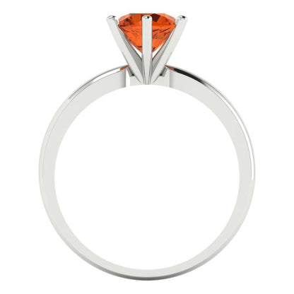 1 cttw Simulated Ruby Solitaire  Engagement Ring - Solid White Gold (VVS1, Round Cut,6.5mm)