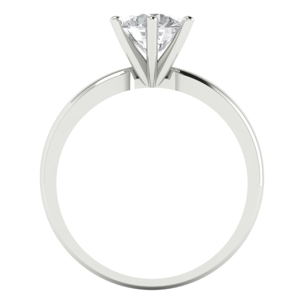 1 cttw Zirconia Simulated Diamond Solitaire  Engagement Ring - Solid White Gold (VVS1, Round Cut,6.5mm)