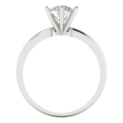 1 cttw Zirconia Simulated Diamond Solitaire  Engagement Ring - Solid White Gold (VVS1, Round Cut,6.5mm)