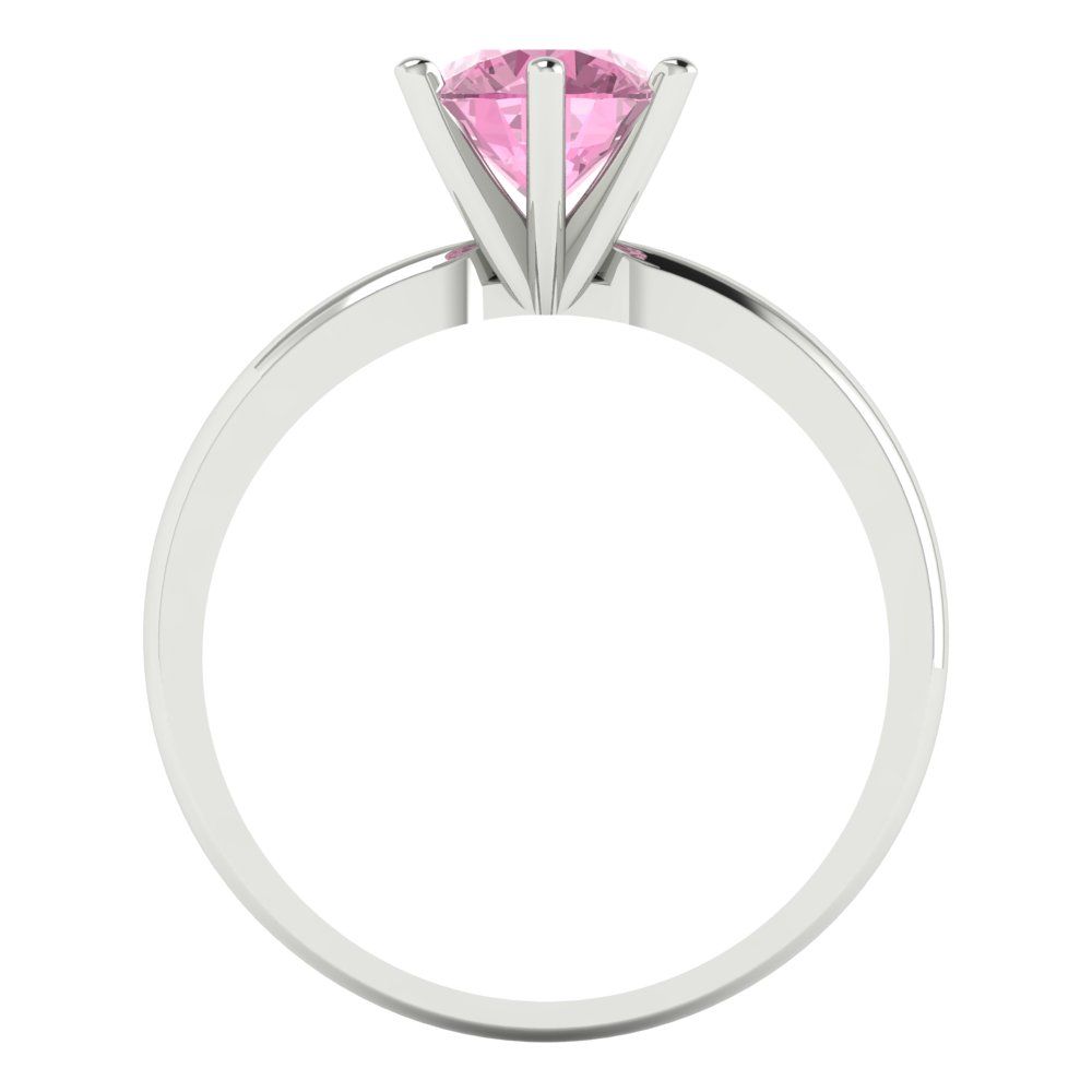 1 cttw Zirconia Simulated Pink Diamond Solitaire  Engagement Ring - Solid Gold (VVS1, Round Cut,6.5mm)