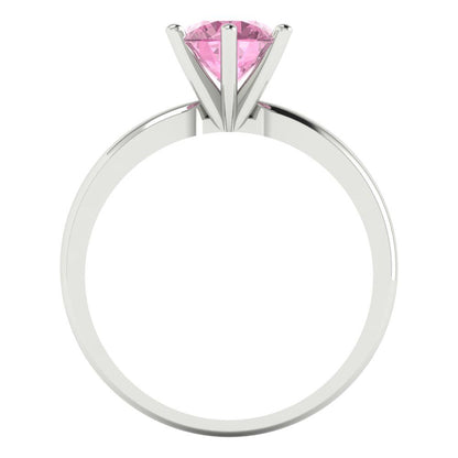 1 cttw Zirconia Simulated Pink Diamond Solitaire  Engagement Ring - Solid Gold (VVS1, Round Cut,6.5mm)