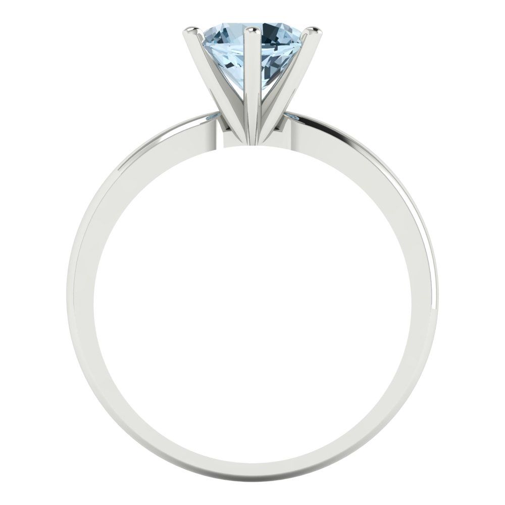 1 cttw Natural Sky Blue Topaz Solitaire  Engagement Ring - Solid Gold (Round Cut,6.5mm)