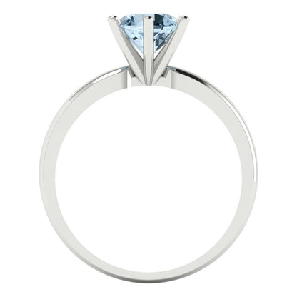 1 cttw Natural Sky Blue Topaz Solitaire  Engagement Ring - Solid Gold (Round Cut,6.5mm)