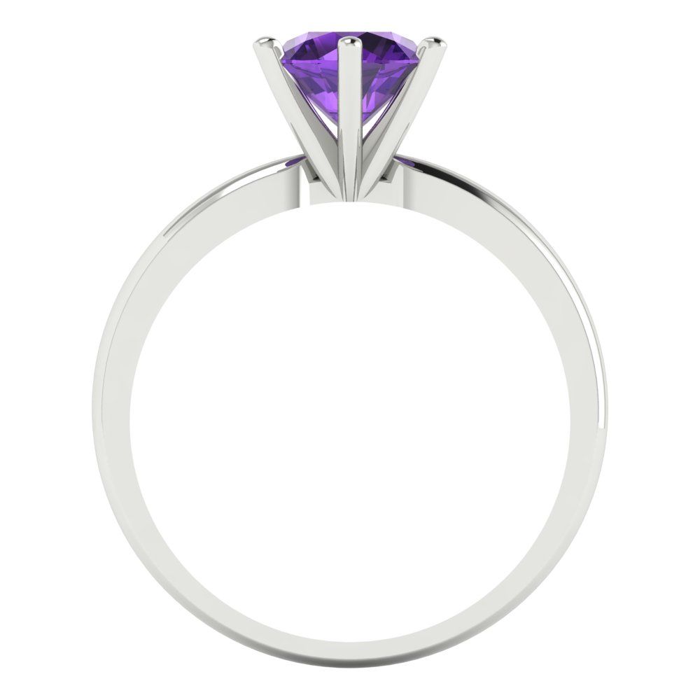 1 cttw Natural Amethyst Solitaire  Engagement Ring - Solid Gold (Round Cut,6.5mm)