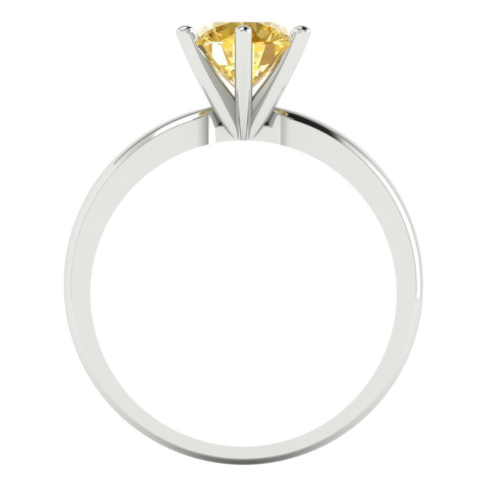 1 cttw Zirconia Simulated Yellow Diamond Solitaire  Engagement Ring - Solid Gold (VVS1, Round Cut,6.5mm)