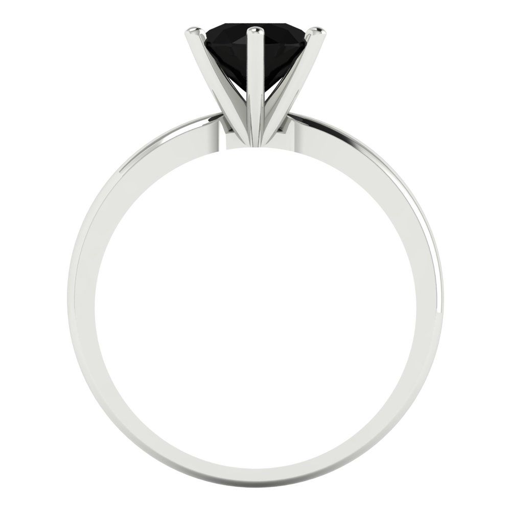 1 cttw Natural Onyx Solitaire  Engagement Ring - Solid Gold (Round Cut,6.5mm)