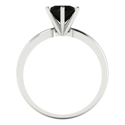 1 cttw Natural Onyx Solitaire  Engagement Ring - Solid Gold (Round Cut,6.5mm)