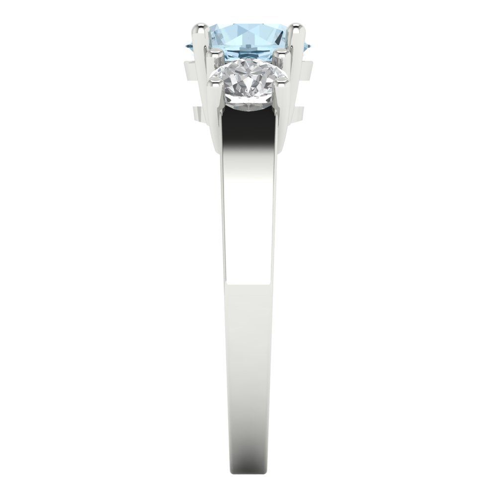 1.5 cttw Natural Sky Blue Topaz Three-Stone Engagement Ring - Solid Gold (Round Cut,6.5mm)