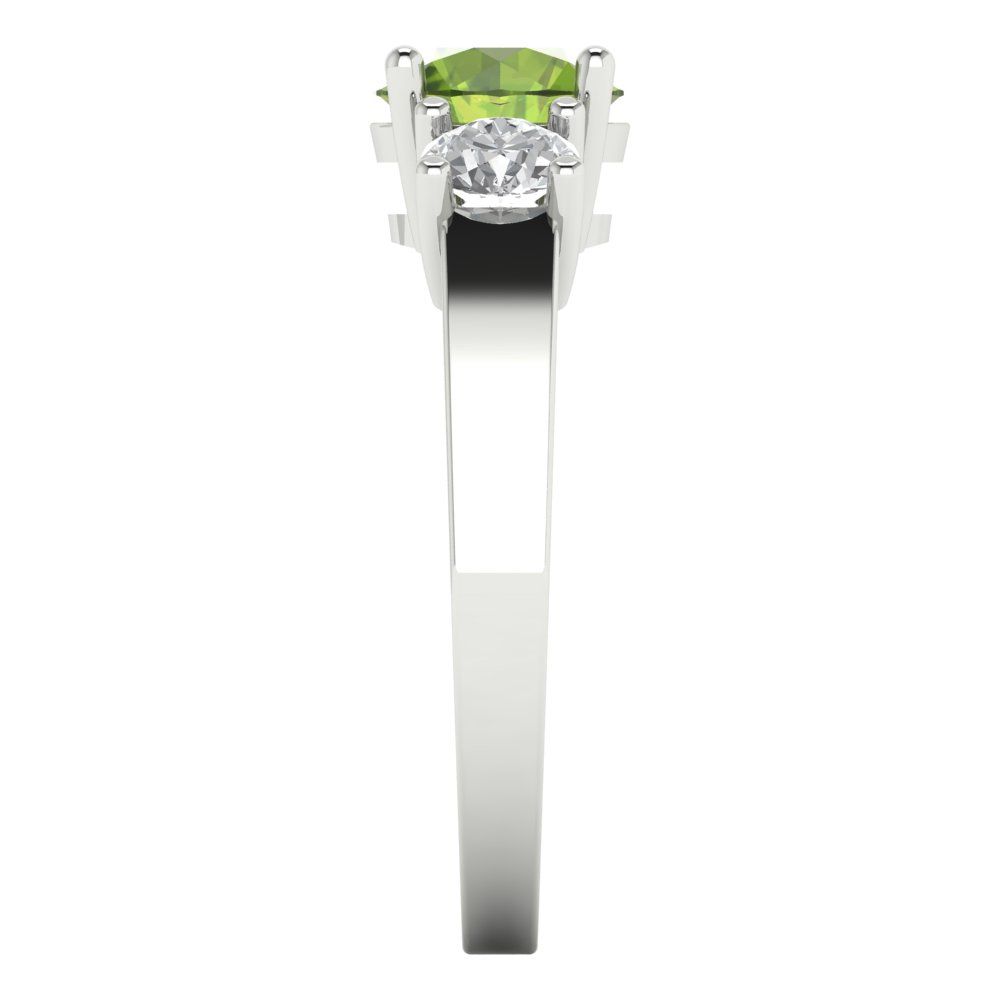 1.5 cttw Natural Peridot Three-Stone Engagement Ring - Solid Gold (Round Cut,6.5mm)