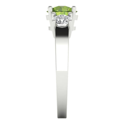 1.5 cttw Natural Peridot Three-Stone Engagement Ring - Solid Gold (Round Cut,6.5mm)