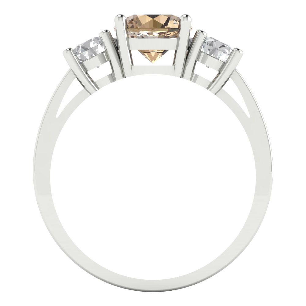 1.5 cttw Yellow Moissanite Three-Stone Engagement Ring - Solid Gold (Round Cut,6.5mm)