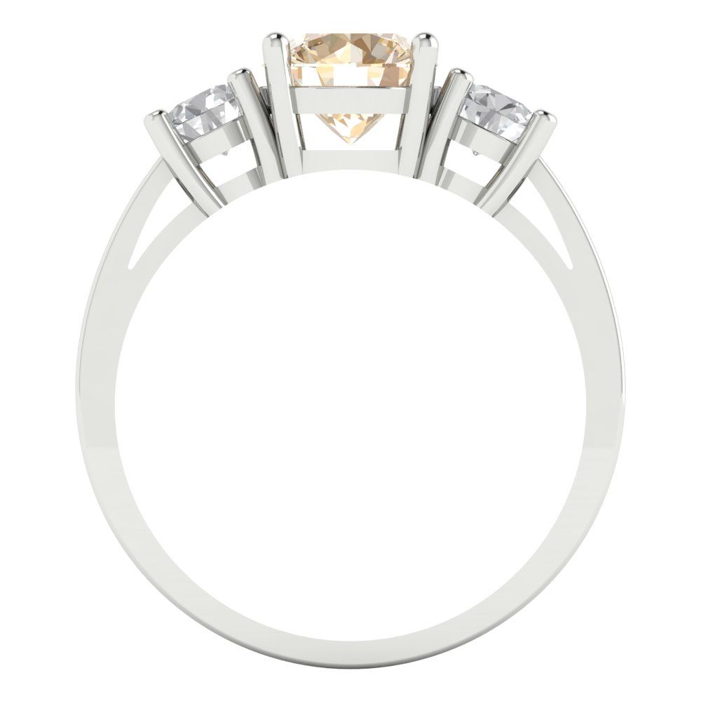 1.5 cttw Natural Morganite Three-Stone Engagement Ring - Solid Gold (Round Cut,6.5mm)