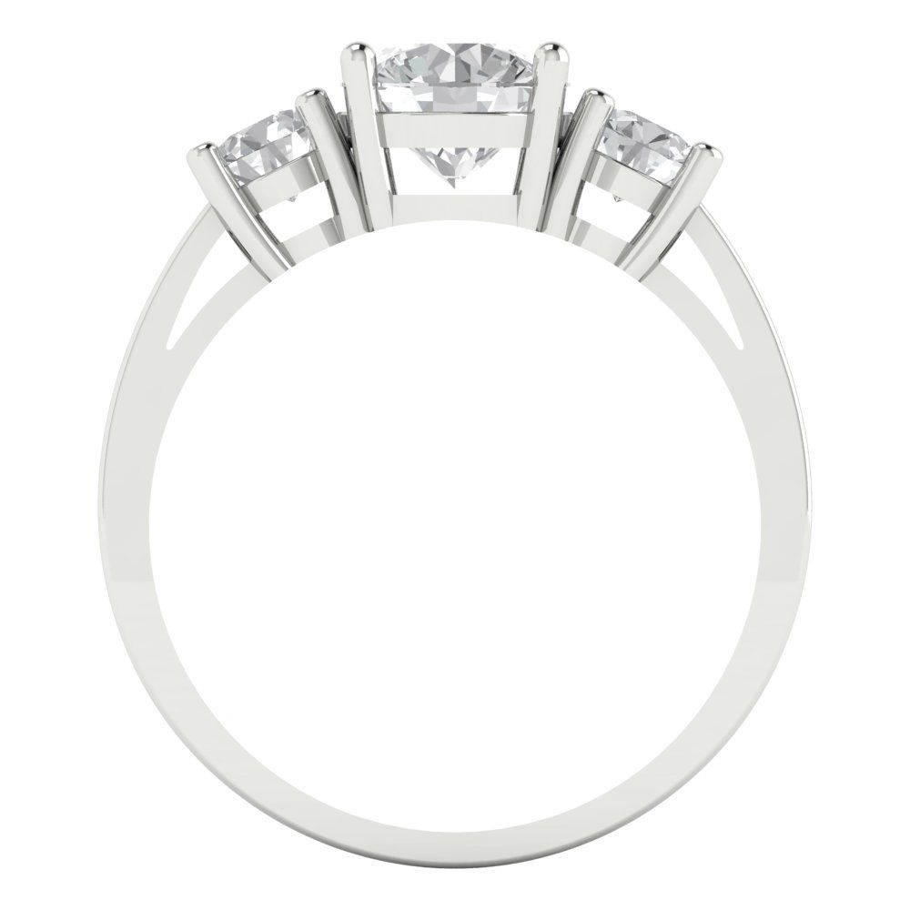 1.5 cttw Certified Moissanite Three-Stone Engagement Ring - Solid Gold (VVS1, D-F,Round Cut,6.5mm)