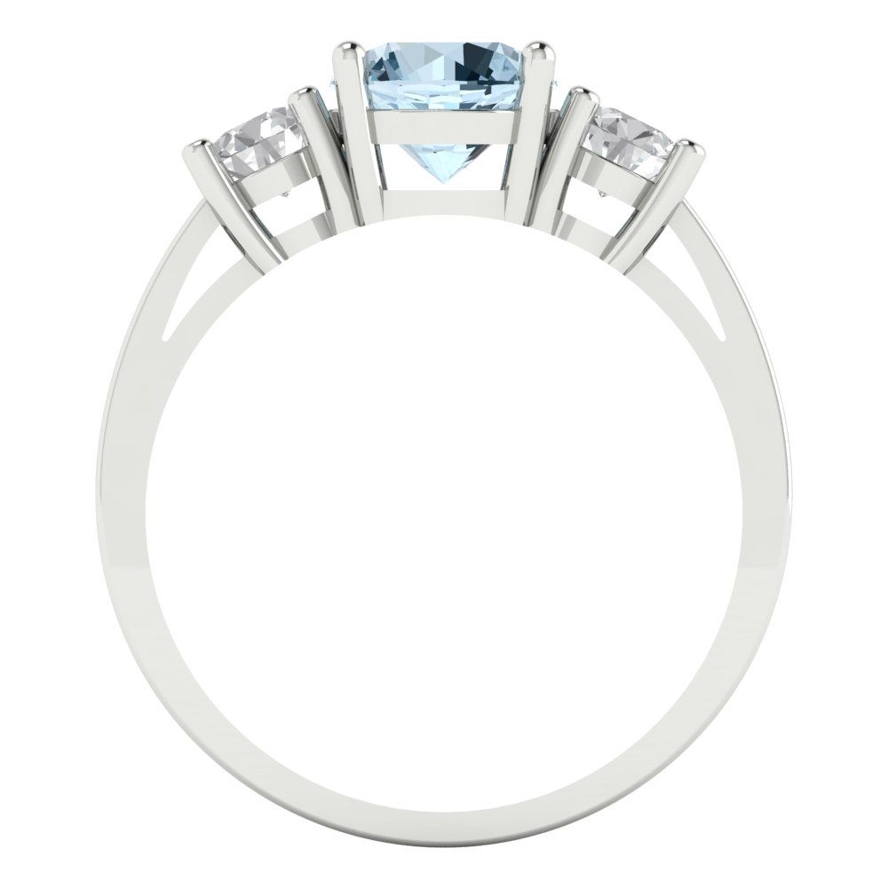 1.5 cttw Natural Sky Blue Topaz Three-Stone Engagement Ring - Solid Gold (Round Cut,6.5mm)