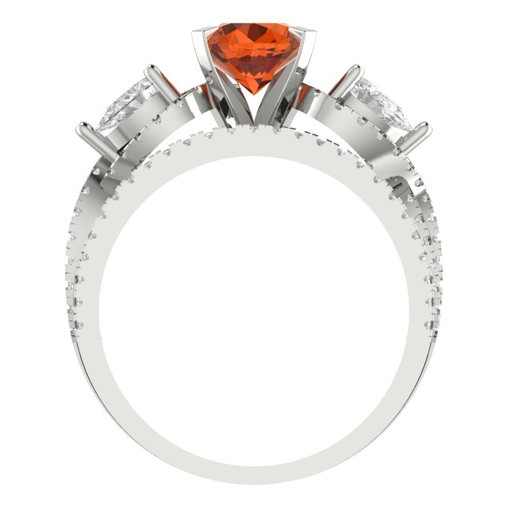 1.925 cttw Round Cut Simulated Pink Tourmaline Bridal Set - Solid White Gold Engagement Ring & Wedding Band