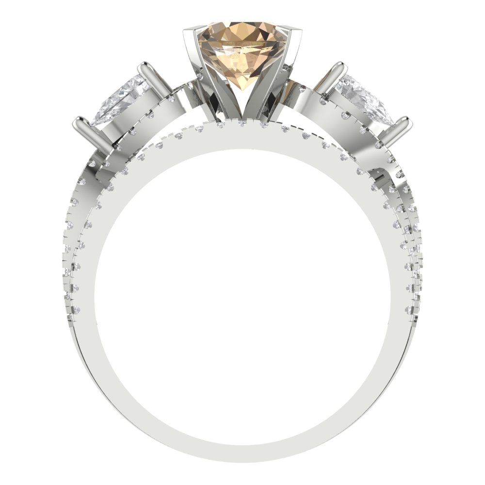 1.925 cttw Round Cut Yellow Moissanite Bridal Set - Solid White Gold Engagement Ring & Wedding Band