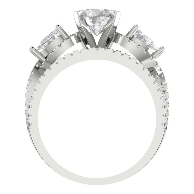 1.89 ct Brilliant Round Cut Clear Simulated Diamond Stone White Gold Solitaire with Accents Bridal Set