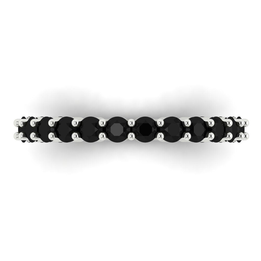 1.2 cttw Natural Onyx Round Cut White Gold Eternity Wedding Band