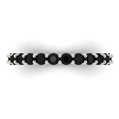 1.2 cttw Natural Onyx Round Cut White Gold Eternity Wedding Band