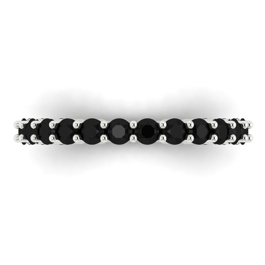 1.2 cttw Natural Onyx Round Cut White Gold Eternity Wedding Band