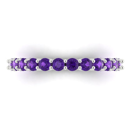 1.2 cttw Natural Amethyst Round Cut White Gold Eternity Wedding Band