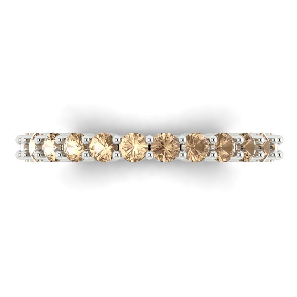 1.2 cttw Yellow Moissanite Round Cut White Gold Eternity Wedding Band