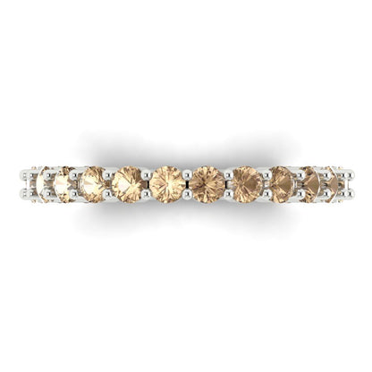 1.2 cttw Yellow Moissanite Round Cut White Gold Eternity Wedding Band