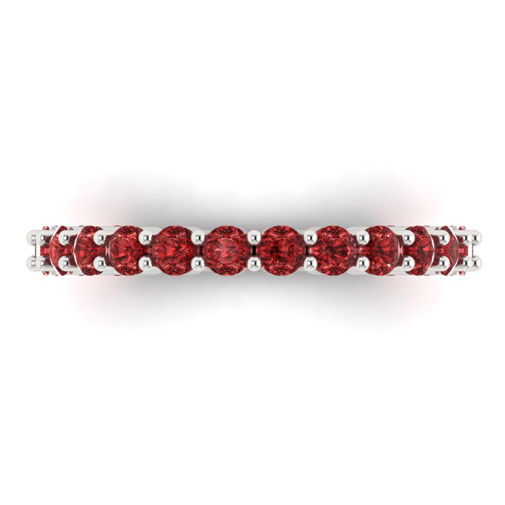1.2 cttw Natural Garnet Round Cut White Gold Eternity Wedding Band
