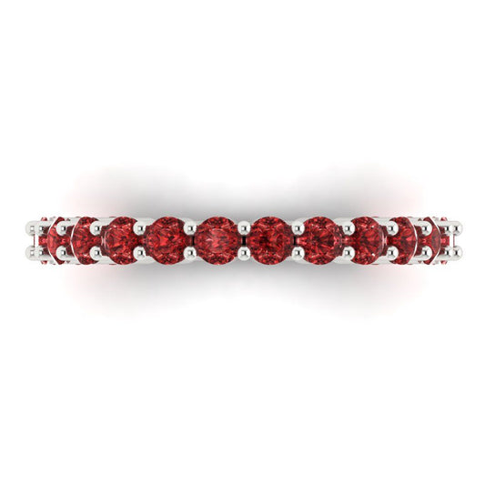 1.2 cttw Natural Garnet Round Cut White Gold Eternity Wedding Band