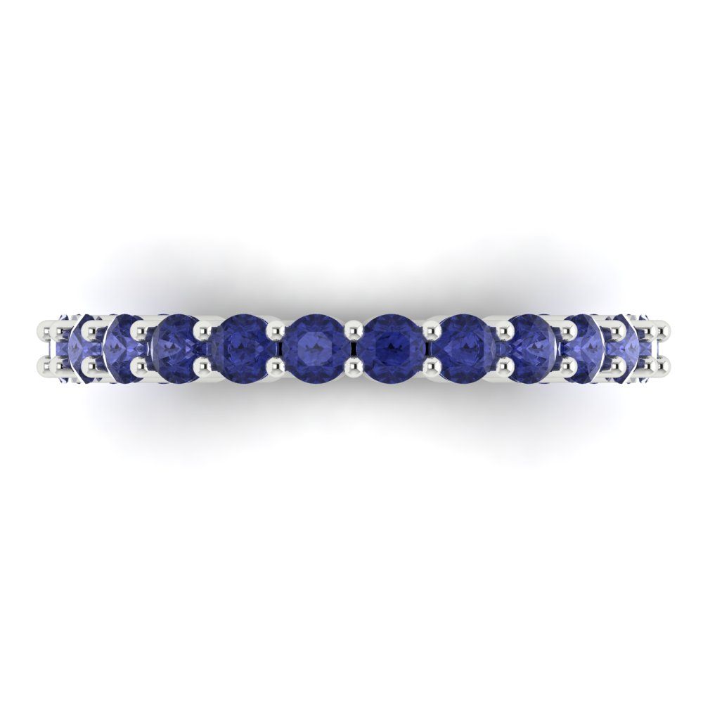 1.2 cttw Simulated Tanzanite Round Cut White Gold Eternity Wedding Band