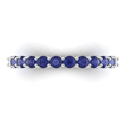 1.2 cttw Simulated Tanzanite Round Cut White Gold Eternity Wedding Band