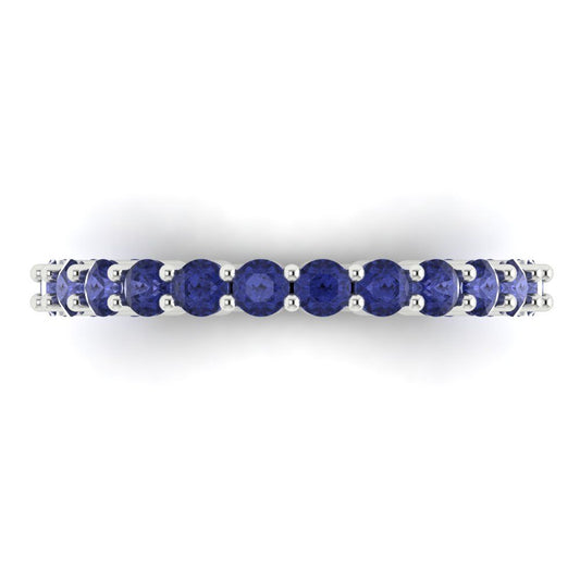 1.2 cttw Simulated Tanzanite Round Cut White Gold Eternity Wedding Band