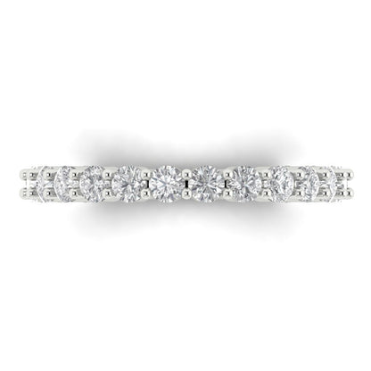 1.2 cttw White Sapphire Round Cut White Gold Eternity Wedding Band