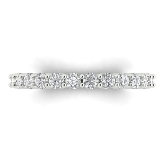 1.2 cttw White Sapphire Round Cut White Gold Eternity Wedding Band