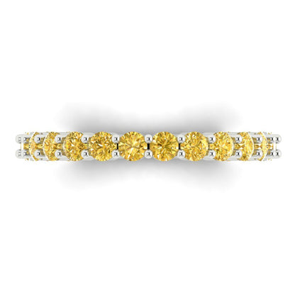 1.2 cttw Natural Citrine Round Cut White Gold Eternity Wedding Band