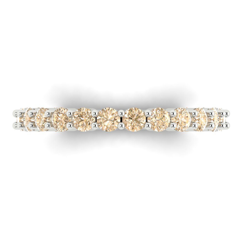 1.2 cttw Natural Morganite Round Cut White Gold Eternity Wedding Band
