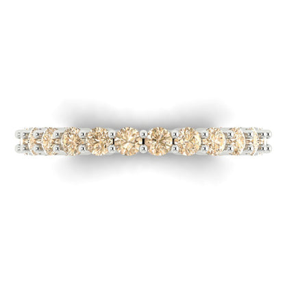 1.2 cttw Natural Morganite Round Cut White Gold Eternity Wedding Band