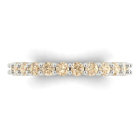 1.2 cttw Natural Morganite Round Cut White Gold Eternity Wedding Band