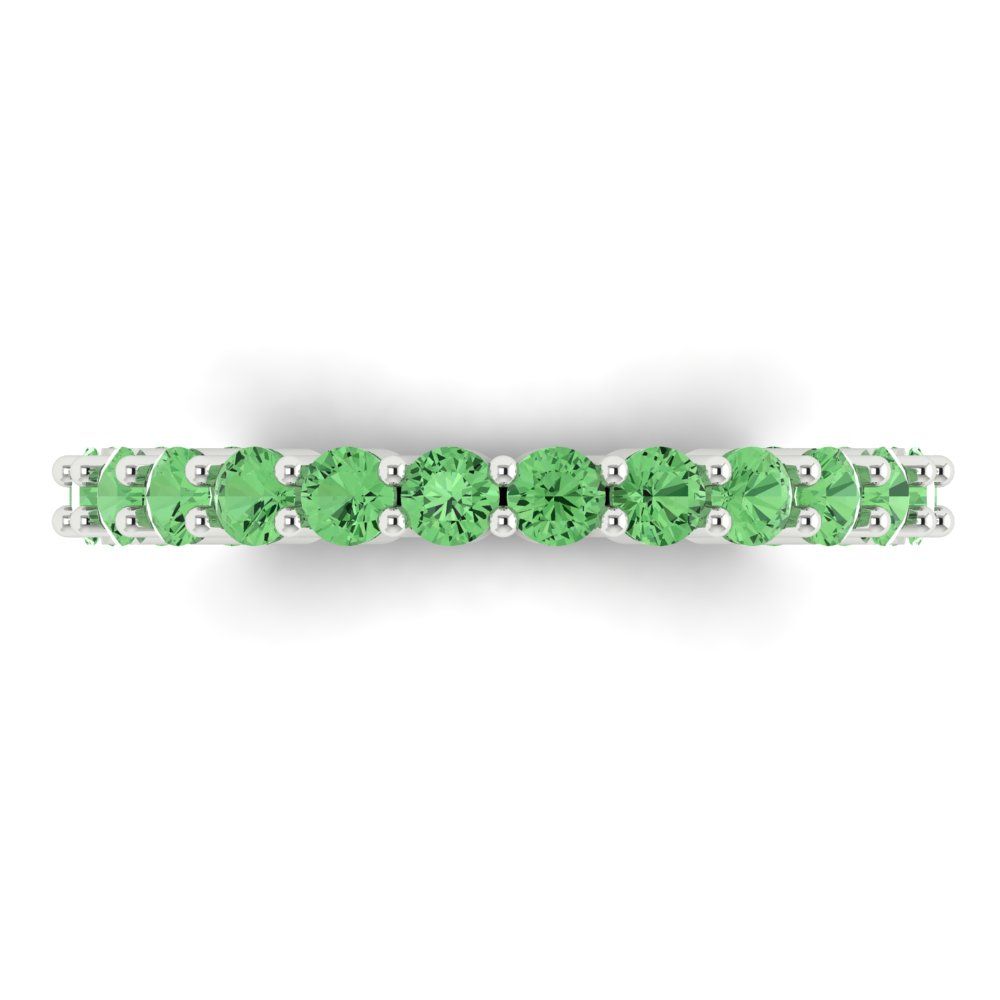 1.2 cttw Simulated Green Diamond Round Cut White Gold Eternity Wedding Band