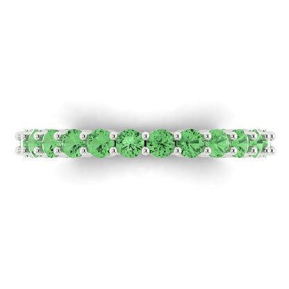 1.2 cttw Simulated Green Diamond Round Cut White Gold Eternity Wedding Band