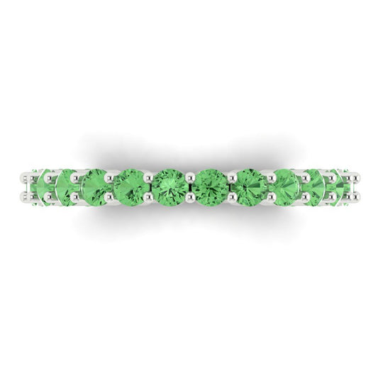 1.2 cttw Simulated Green Diamond Round Cut White Gold Eternity Wedding Band