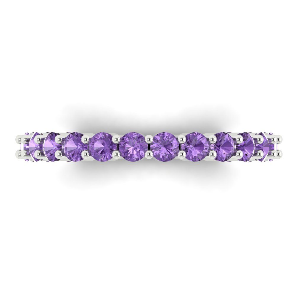1.2 cttw Simulated Alexandrite Round Cut White Gold Eternity Wedding Band