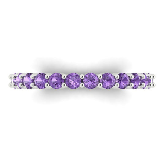1.2 cttw Simulated Alexandrite Round Cut White Gold Eternity Wedding Band