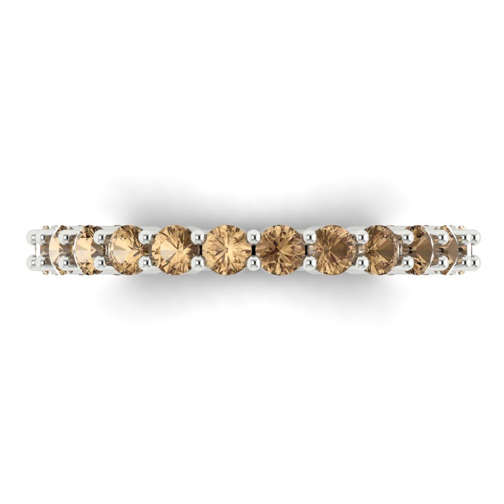 1.2 cttw Simulated Champagne Diamond Round Cut White Gold Eternity Wedding Band
