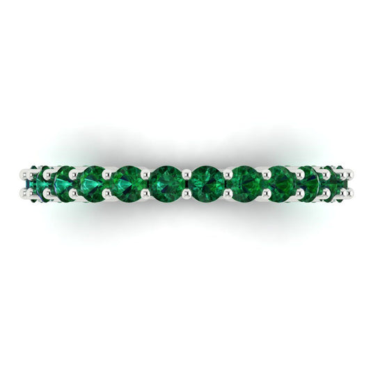 1.2 cttw Simulated Emerald Round Cut White Gold Eternity Wedding Band